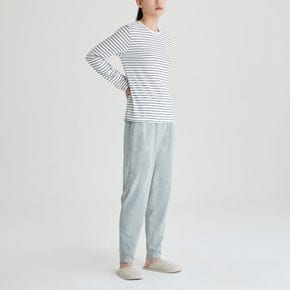 여 스마트 코튼 라운드넥 긴팔 라운지 티셔츠(OFF WHITE / DARK BEIGE / DARK NAVY)