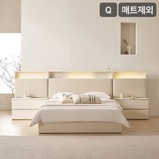 삼익가구 펠리트 템바 아트월 가죽헤드 LED 수납 호텔 침대(매트제외-퀸)