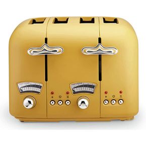 영국 드롱기 토스터 DeLonghi CT04 Argento Silva 4 Slice Toaster In Yellow 1681280