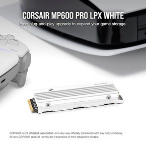 CORSAIR MP600 PRO LPX White PCIe Gen4 x4 NVMe M2 SSD 1TB for PS5 CSSD-F1000GBMP600PLPW