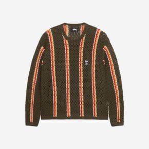 x 파타 스트라이프 루즈 게이지 스웨터 올리브 Stussy x Patta Striped Loose Gauge Swea