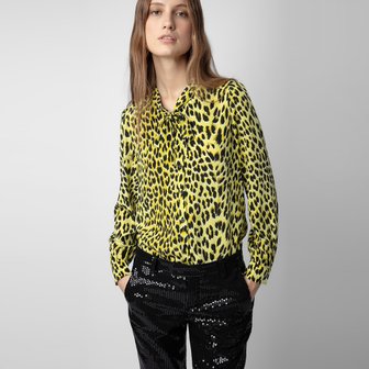 쟈딕앤볼테르 [여주점] 실크 블라우스 Taos Leopard Silk Blouse ZE3FFCTSH019Z46