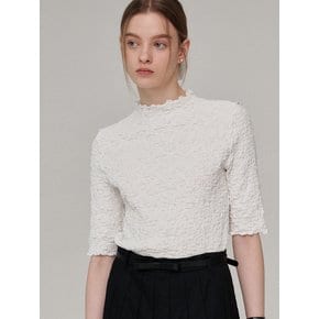 Mock neck crinkle top - Off white