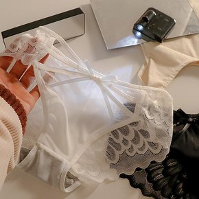 세르나 섹시 여자 시스루 T팬티 레이스 노라인 망사 삼각 팬티