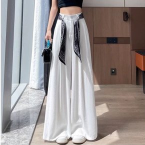 프렛츠 스카프 뒤밴딩 핀턱 와이드 팬츠