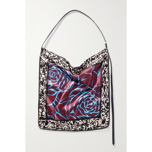 가죽 트리밍 프린트 새틴 토트백 46376663162958574