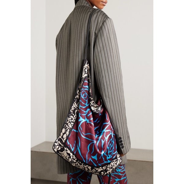 가죽 트리밍 프린트 새틴 토트백 46376663162958574