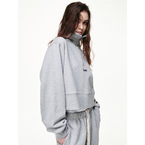 [SET-UP]CROPPED HALF ZIP-UP_MELANGE GRAY