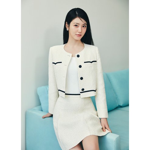 잇미샤 라인 블록 트위드 미니스커트 ITP3WSK230