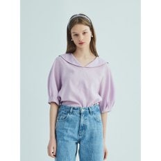 SAILOR COLLAR LINEN PUFF SLEEVE BLOUSE_LAVENDER