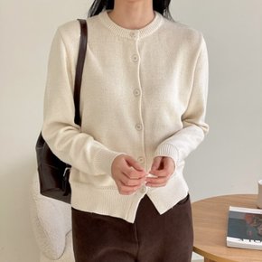 여자 코튼 라운드넥 베이직 무지 6컬러 가디건