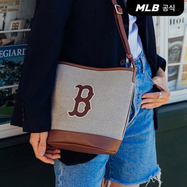 MLB [코리아공식]베이직 빅로고 캔버스 버킷백 B (D.Brown)