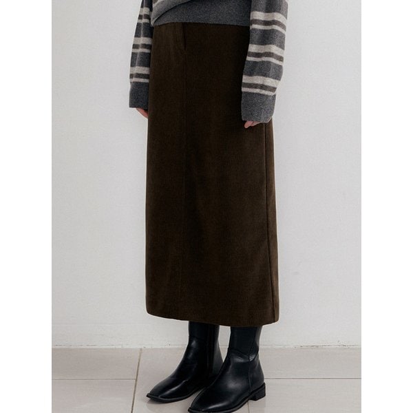 comos 1568 corduroy maxi skirt (dark brown)