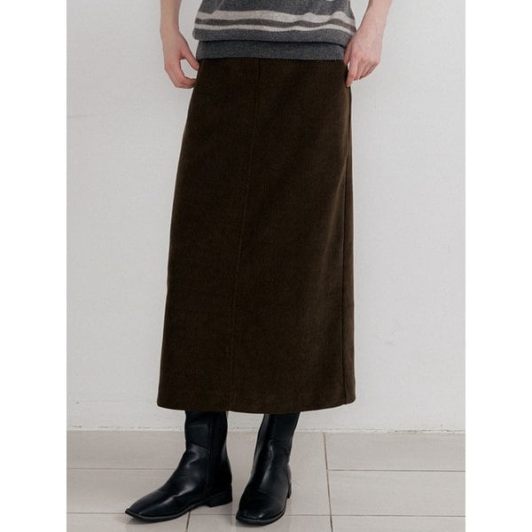comos 1568 corduroy maxi skirt (dark brown)