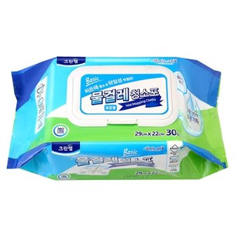  물청소포 30매입 1P 29cmX22cm 일회용 밀대 걸레 티슈 (WC11978)