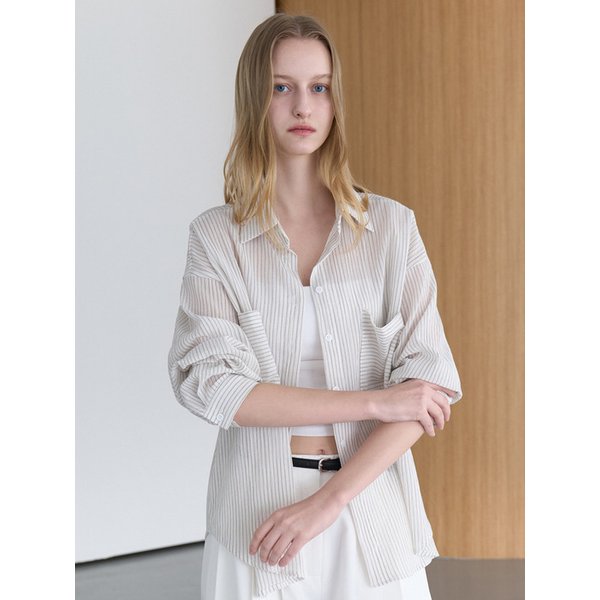 시스루 스트라이프 셔츠 라이트베이지 amr2317