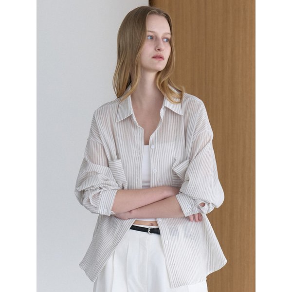 시스루 스트라이프 셔츠 라이트베이지 amr2317