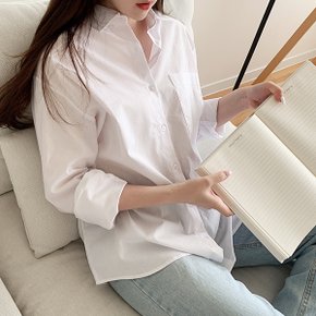 페로로 루즈핏 포켓 셔츠 여성용 무지 슬라브 심플 남방_P308055117
