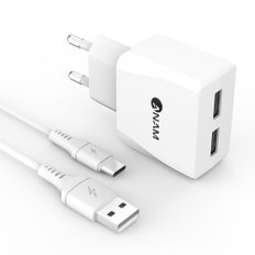 .아남 USB 2포트 2.1A 충전기 C타입 케이블 포함 (화이트)