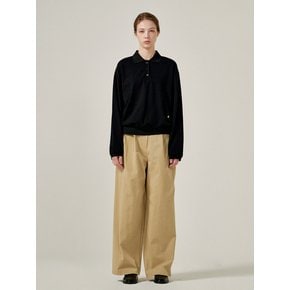 Wide two tuck pants (Beige)