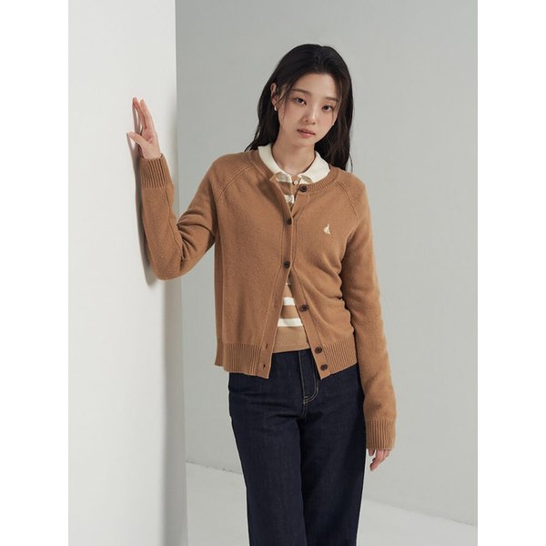 캐시미어 혼방 라운드넥 카디건  베이지 (BF595AP01A)