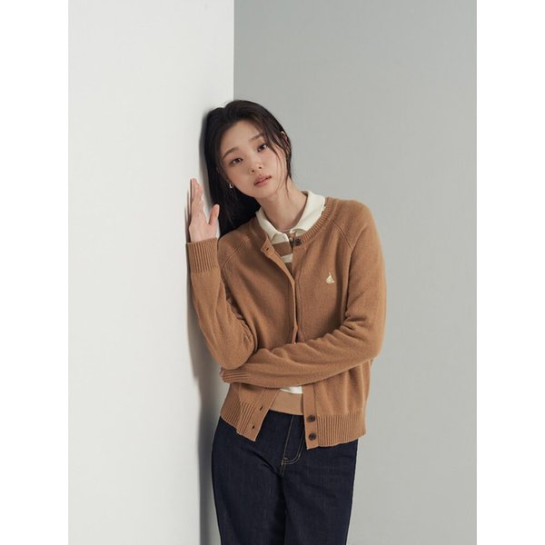 캐시미어 혼방 라운드넥 카디건  베이지 (BF595AP01A)