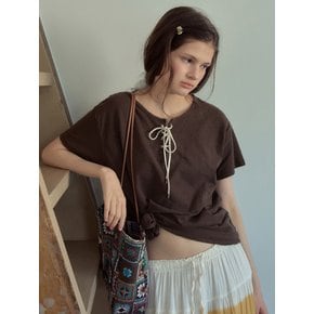Vintage Eyelet Half T-Shirt_Brown(OB6TP13)