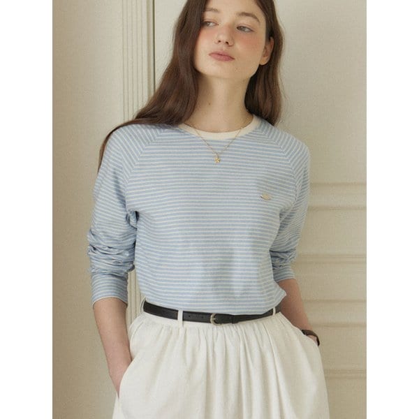 Stripe Raglan T-shirt - Sky blue