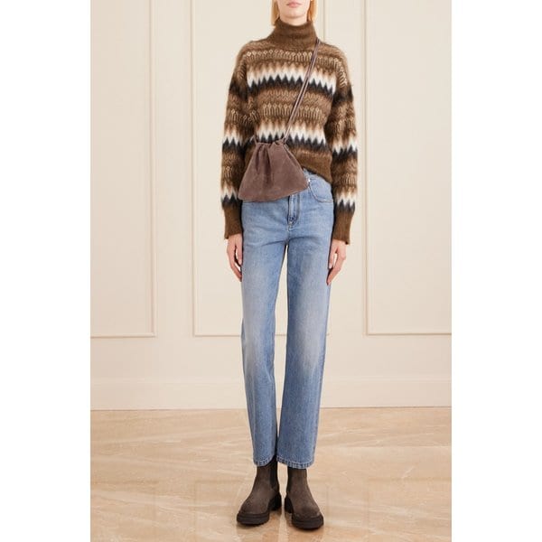 브루넬로쿠치넬리 비즈 장식 스웨이드 숄더백 46376663162997057