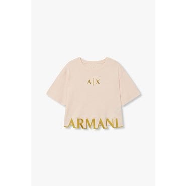 ARMANI EXCHANGE AX 여성 샤이닝 엠브로이더리 로고 티셔츠(A424130026)피치