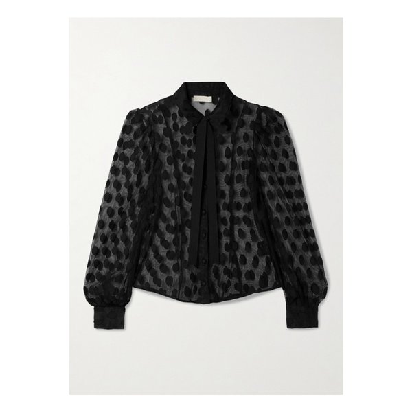 소라야 타이 디테일 필 쿠페 메시 블라우스 블랙 46376663162915654