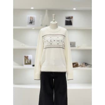 듀엘 [여주점] 여성 라운드넥 레터링 니트 풀오버 (D244KSK047)