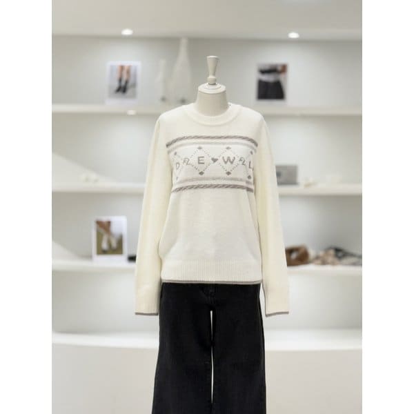 [여주점] 여성 라운드넥 레터링 니트 풀오버 (D244KSK047)