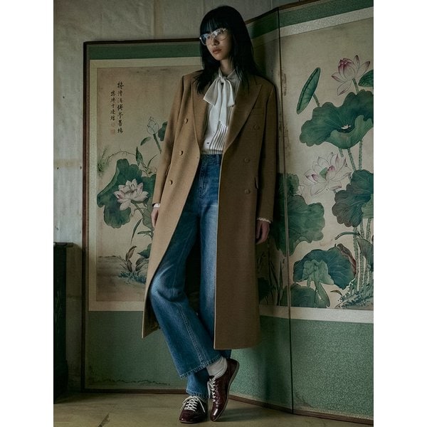 Wool Double-Breasted Long Coat[Camel(UNISEX)]_UTH-FC06