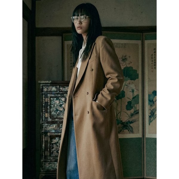 Wool Double-Breasted Long Coat[Camel(UNISEX)]_UTH-FC06