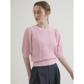 Round Shirring Cable Half Knit (Light_pink)