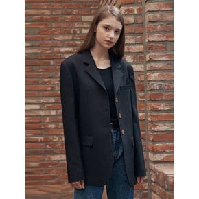 Over fit single jacket - black