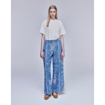 송지오 [파주점] [송지오우먼]자카드 와이드 데님 팬츠 블루 WH3PT333BL