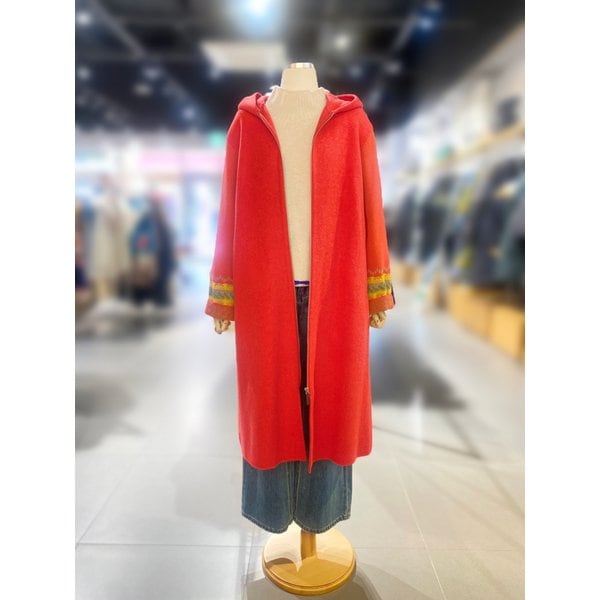 [여주점] 패턴 롱 후드 코트 (BACT62461)