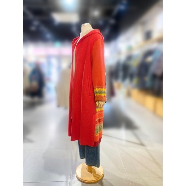 [여주점] 패턴 롱 후드 코트 (BACT62461)