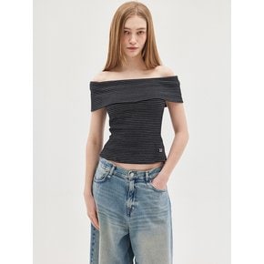 WAFFLE STRIPED OFF-SHOULDER TOP_T513TP115