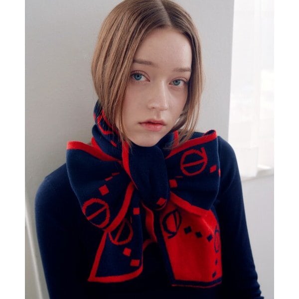루이까또즈 울혼방 니트 머플러 리버티벨니트 레드 2DMK802RE