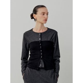 Basic Rib Button Bustier - Black