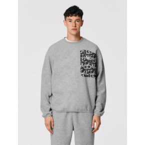 LETTERING LOW GAUGE PULLOVER-MELANGE GREY