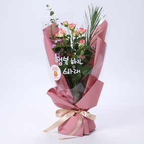 행복패스 꽃다발 (사은품 증정) 네잎클로버 행운선물 키캡클릭커