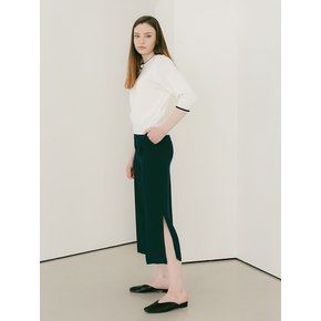 SIDE VENT WIDE SLACKS (NAVY)