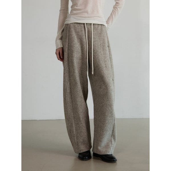 울 블렌드 밴딩 팬츠 - BEIGE