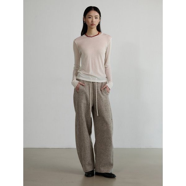 울 블렌드 밴딩 팬츠 - BEIGE