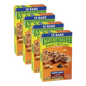 [해외직구] Nature Valley 네이처입밸리 스위트 앤 솔티 넛 바 버라이어티 팩 35g 15입  4팩