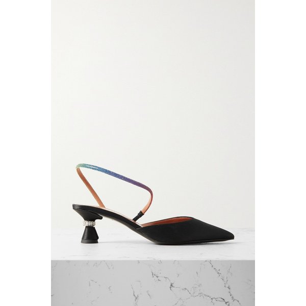 다코리 새턴 크리스털 장식 새틴 슬링백 펌프스 블랙 1647597309695215